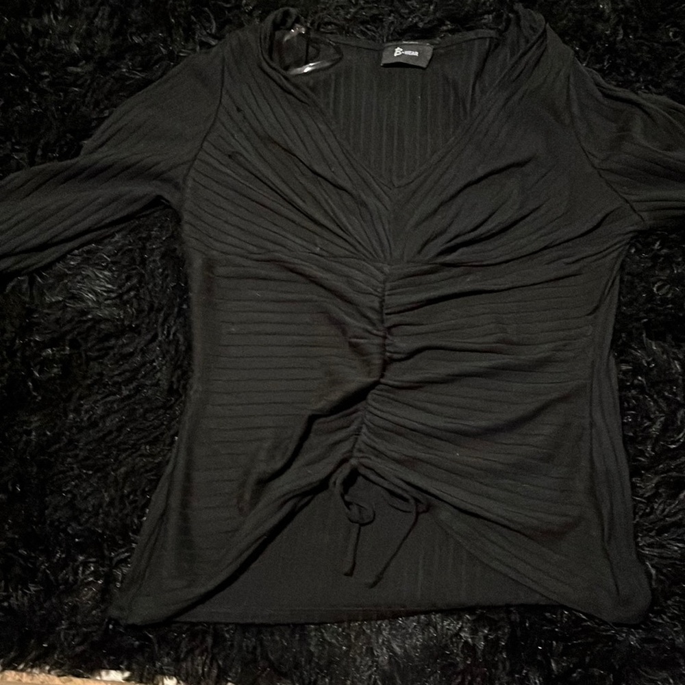 Black string tied Long sleeve formal top LARGE